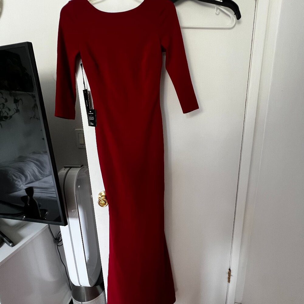 LuLus Long Sleeve Red Maxi Dress in XS